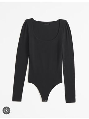 Abercrombie & Fitch Black Long Sleeve Scoop Neck Bodysuit